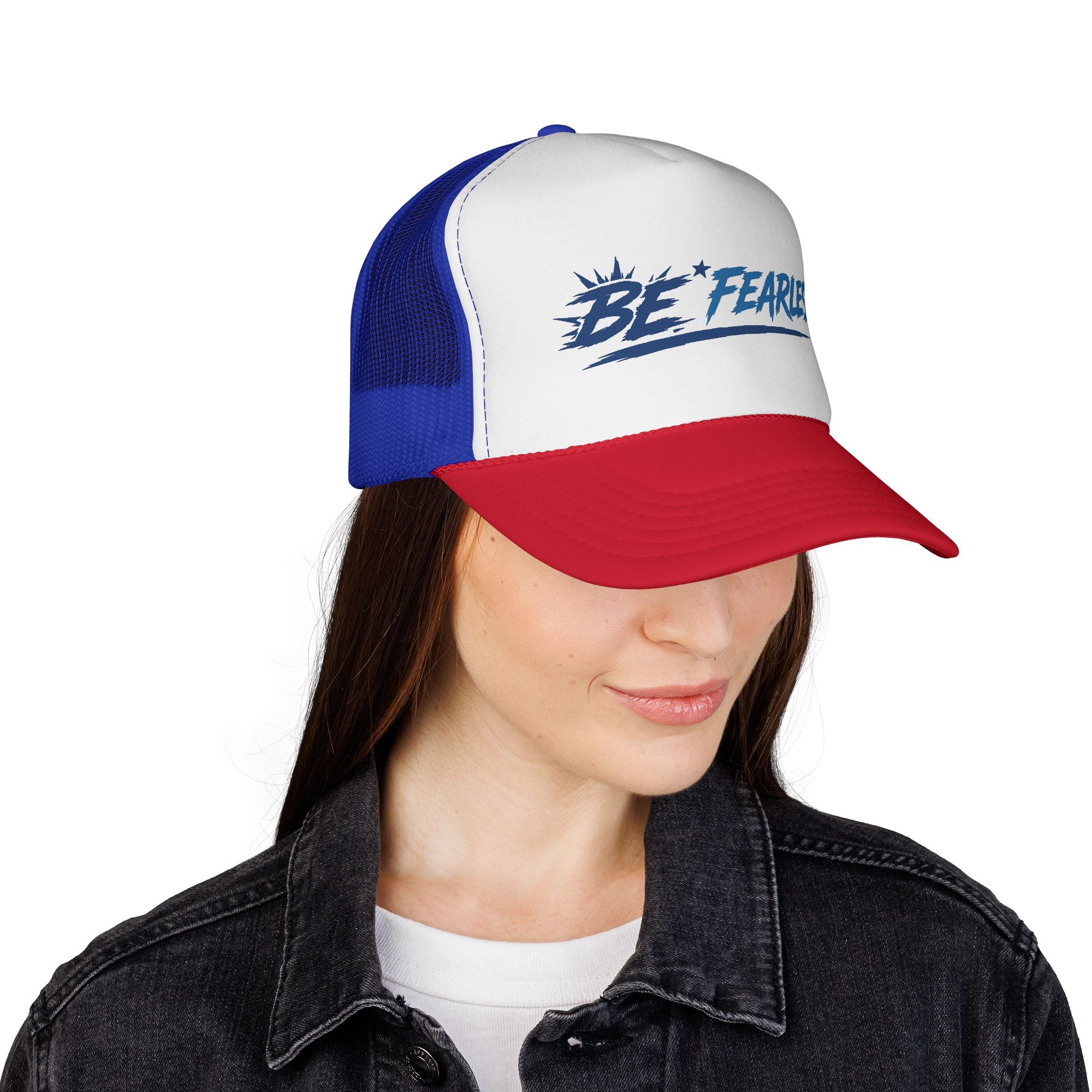 Be Fearless Trucker Cap — Motivational Retro Mesh Hat