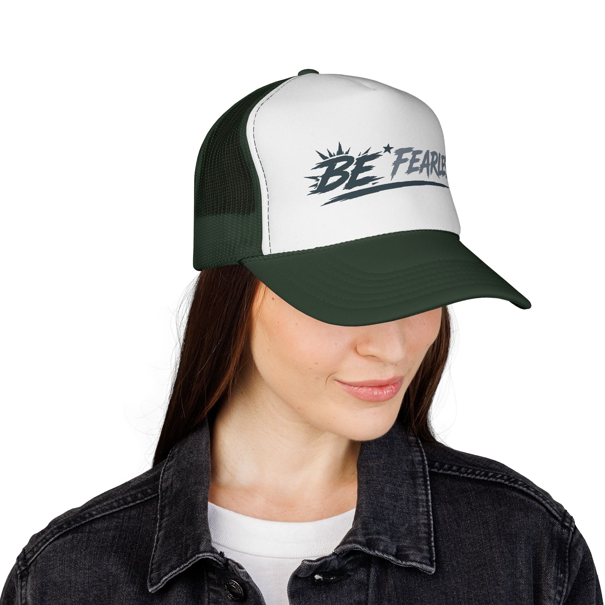 Be Fearless Trucker Cap — Motivational Retro Mesh Hat